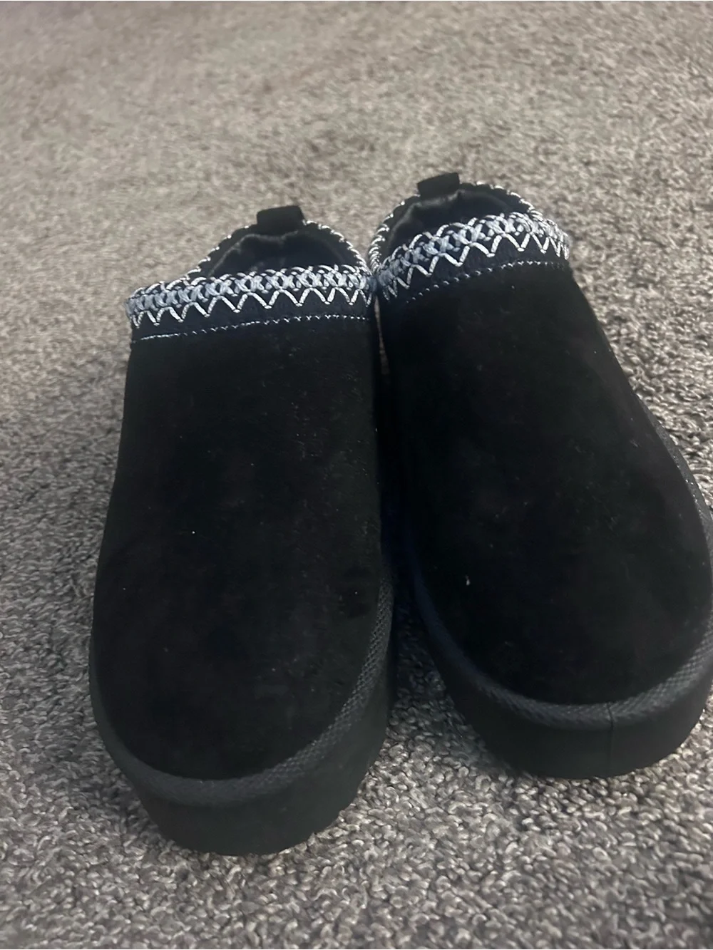 Kids Black Slip-On Suede-Style Ankle Boots with Decorative Stitching
